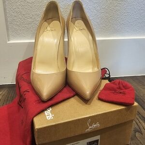Christian Louboutin Tan Red Heels Patent Stiletto